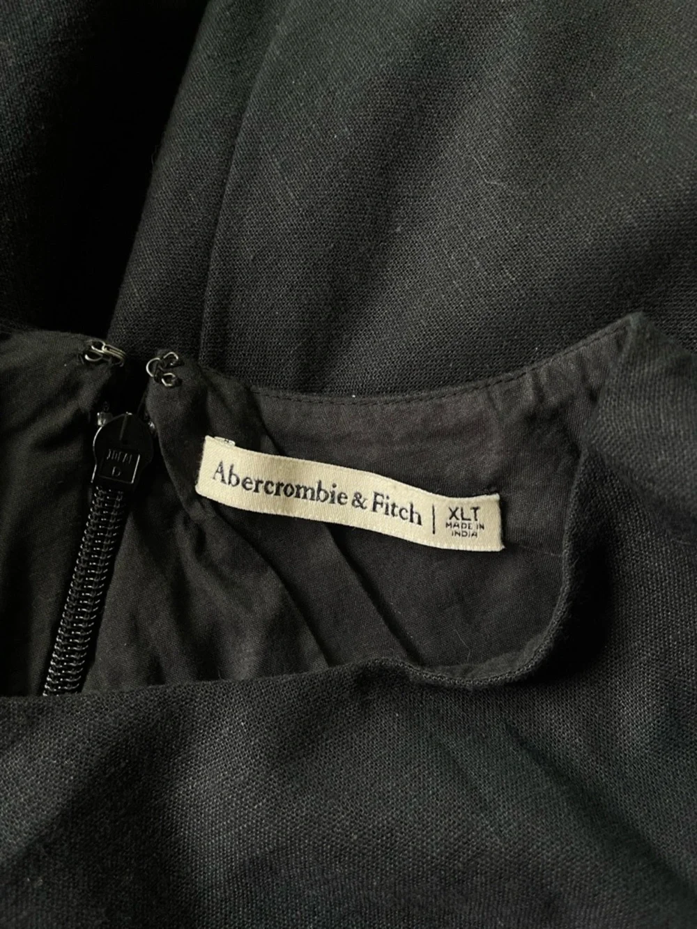 Abercrombie Linen Blend Maxi Dress Minimal Black Column Slip XL Tall NWT Capsule
